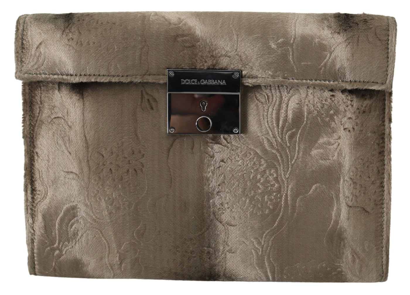 Beige Samt Krokoprägung Leder Aktentasche Clutch