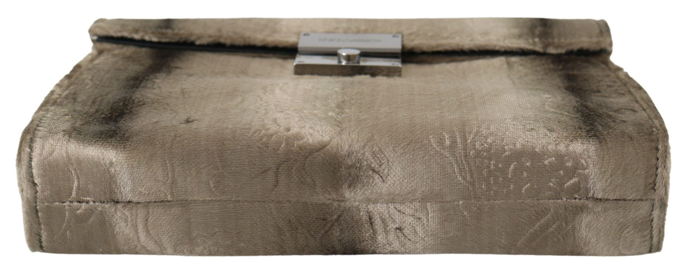 Beige Samt Krokoprägung Leder Aktentasche Clutch