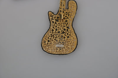 Gold Pailletten Gitarre Pin Brosche