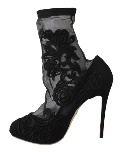 Gestickte florale Stiletto-Socken-Stiefel