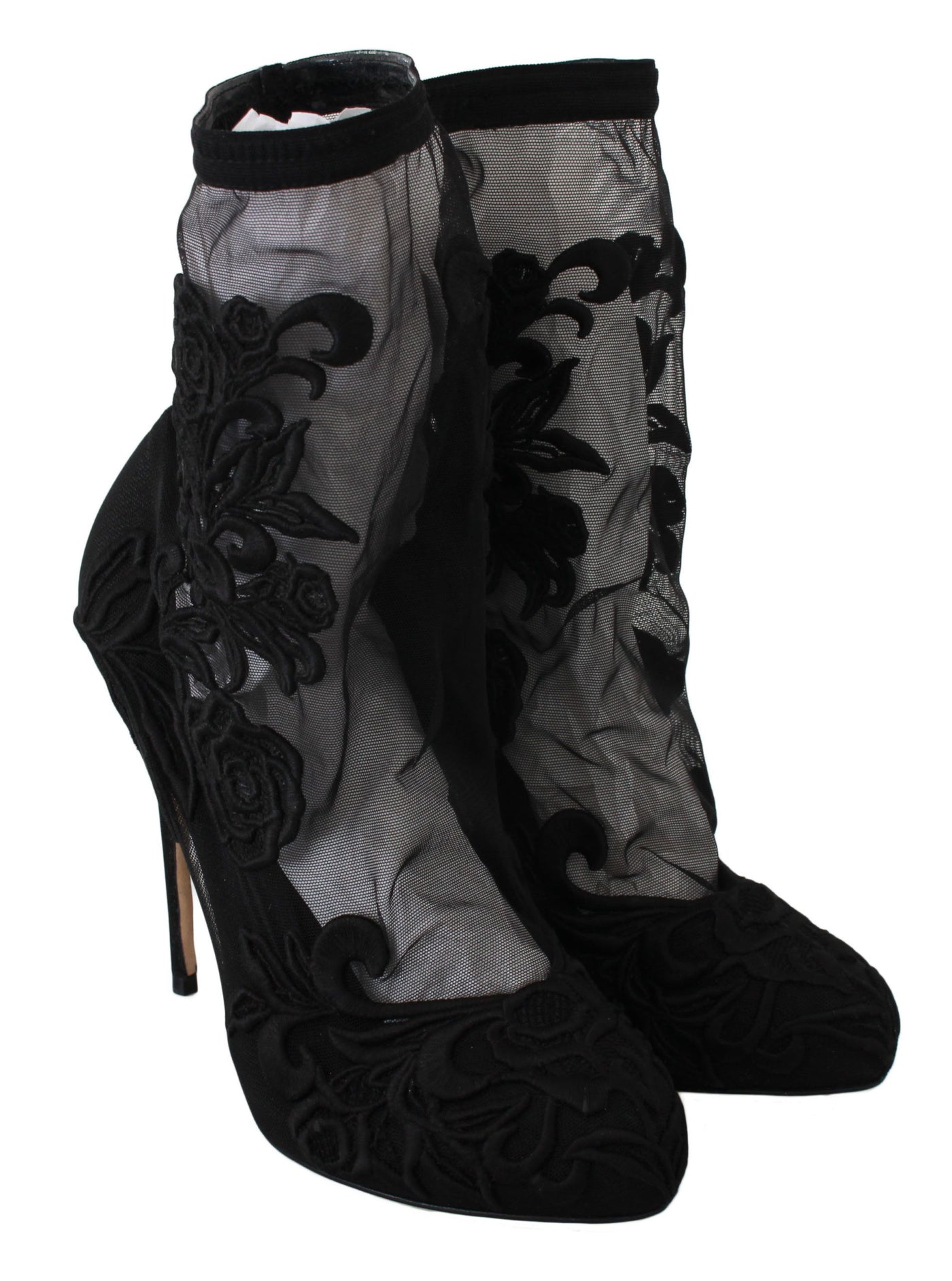 Gestickte florale Stiletto-Socken-Stiefel