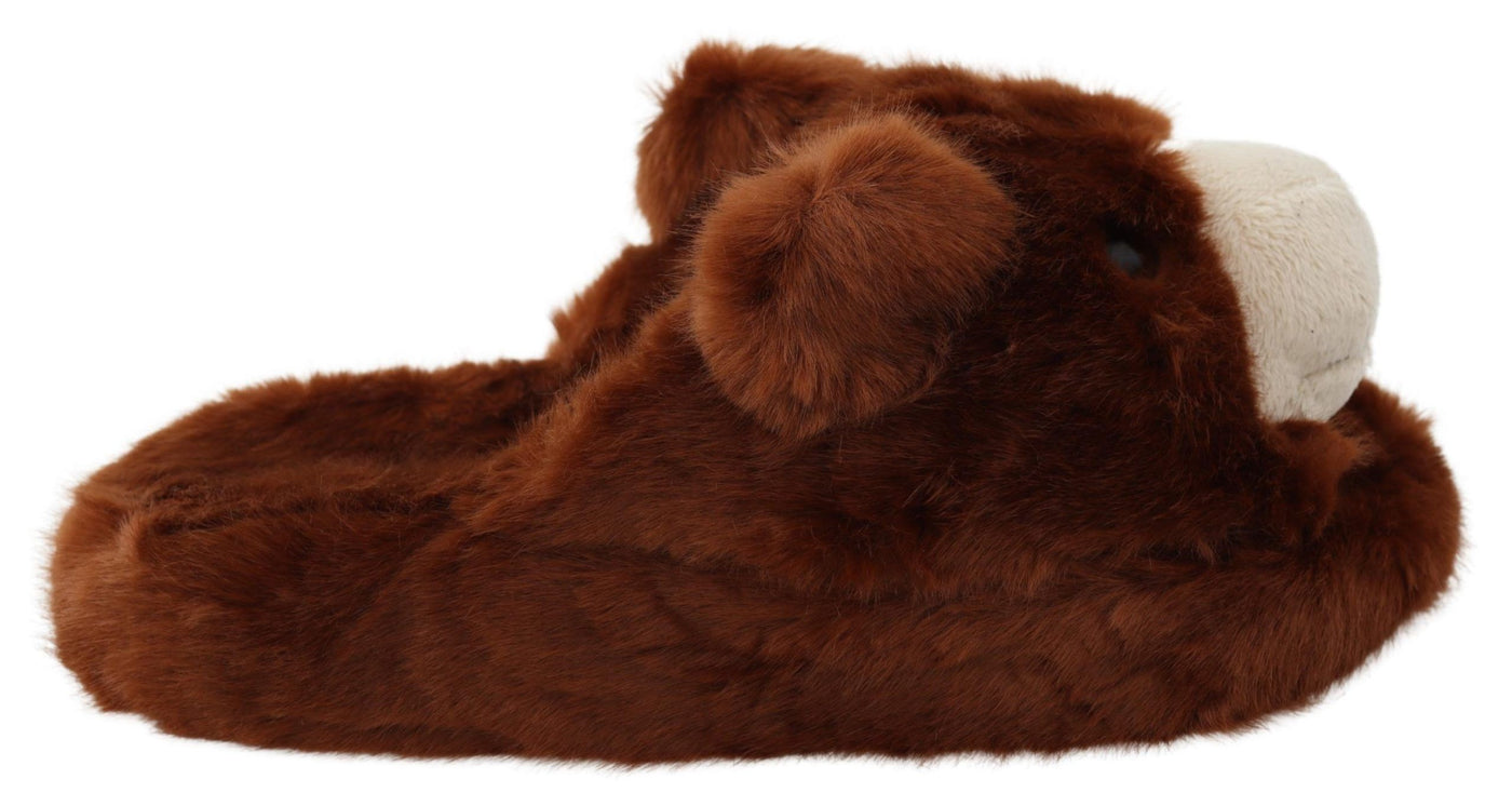 Braune Loafers mit Teddybär-Verzierung