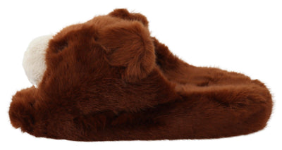 Braune Loafers mit Teddybär-Verzierung