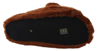 Braune Loafers mit Teddybär-Verzierung