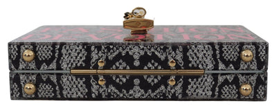 Graue Dolce Box Clutch aus Kunstharz mit goldenen Details