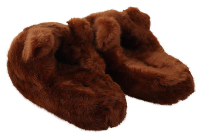 Braune Loafers mit Teddybär-Verzierung