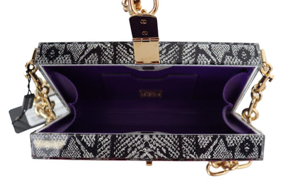 Graue Dolce Box Clutch aus Kunstharz mit goldenen Details