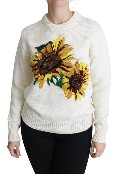 Eleganter gestrickter Sonnenblumen-Pullover