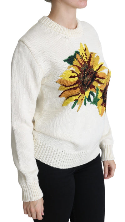 Eleganter gestrickter Sonnenblumen-Pullover