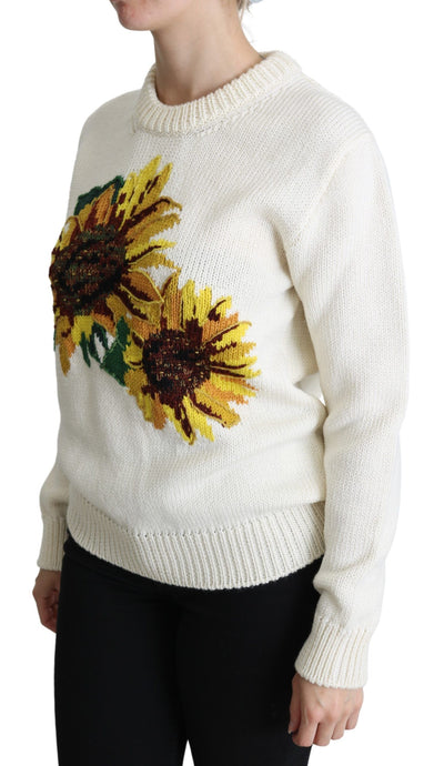 Eleganter gestrickter Sonnenblumen-Pullover