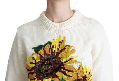 Eleganter gestrickter Sonnenblumen-Pullover