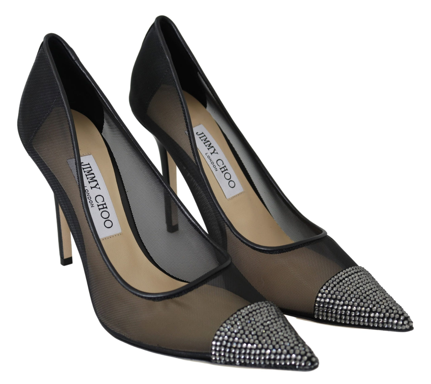 Amika Mesh Pumps aus schwarzem Leder