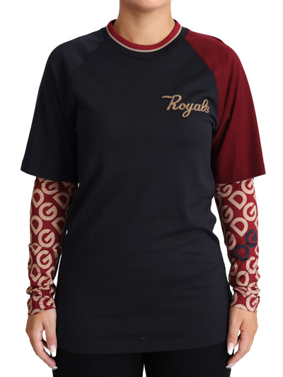 Multicolor Royals Baumwollpullover mit Rundhalsausschnitt