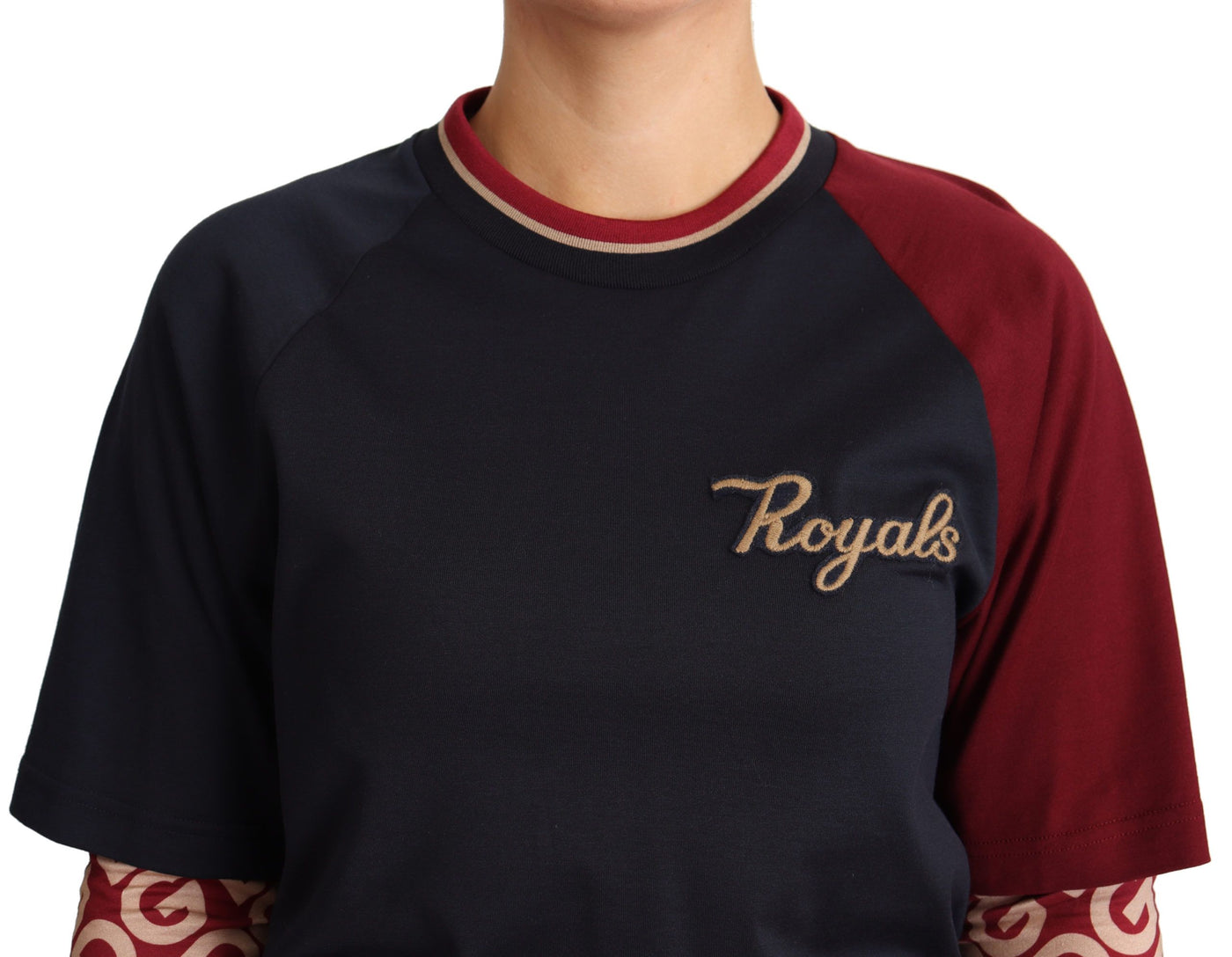 Multicolor Royals Baumwollpullover mit Rundhalsausschnitt