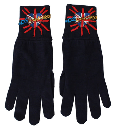 Blaue Unisex-Handschuhe aus Schurwolle