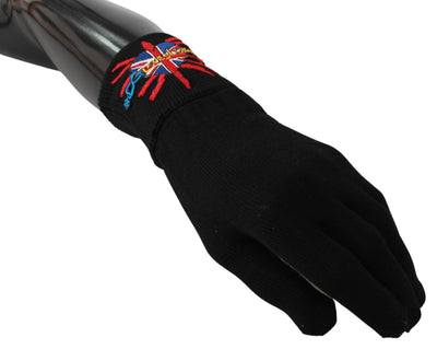 Elegante schwarze Schurwoll-Unisex-Handschuhe