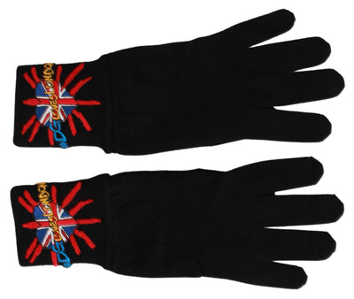 Elegante schwarze Schurwoll-Unisex-Handschuhe