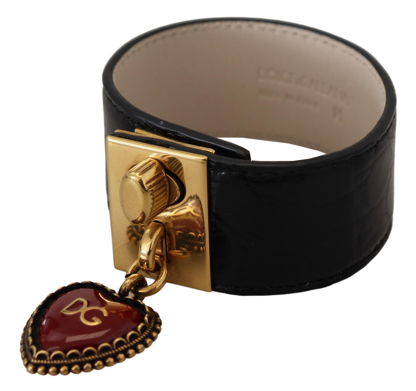 Elegantes schwarzes Lederarmband mit goldenen Details