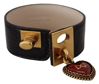 Elegantes schwarzes Lederarmband mit goldenen Details