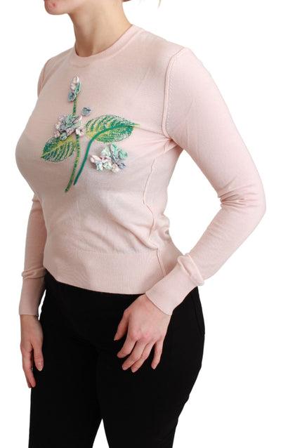 Floral bestickter Pullover aus einer Seidenmischung