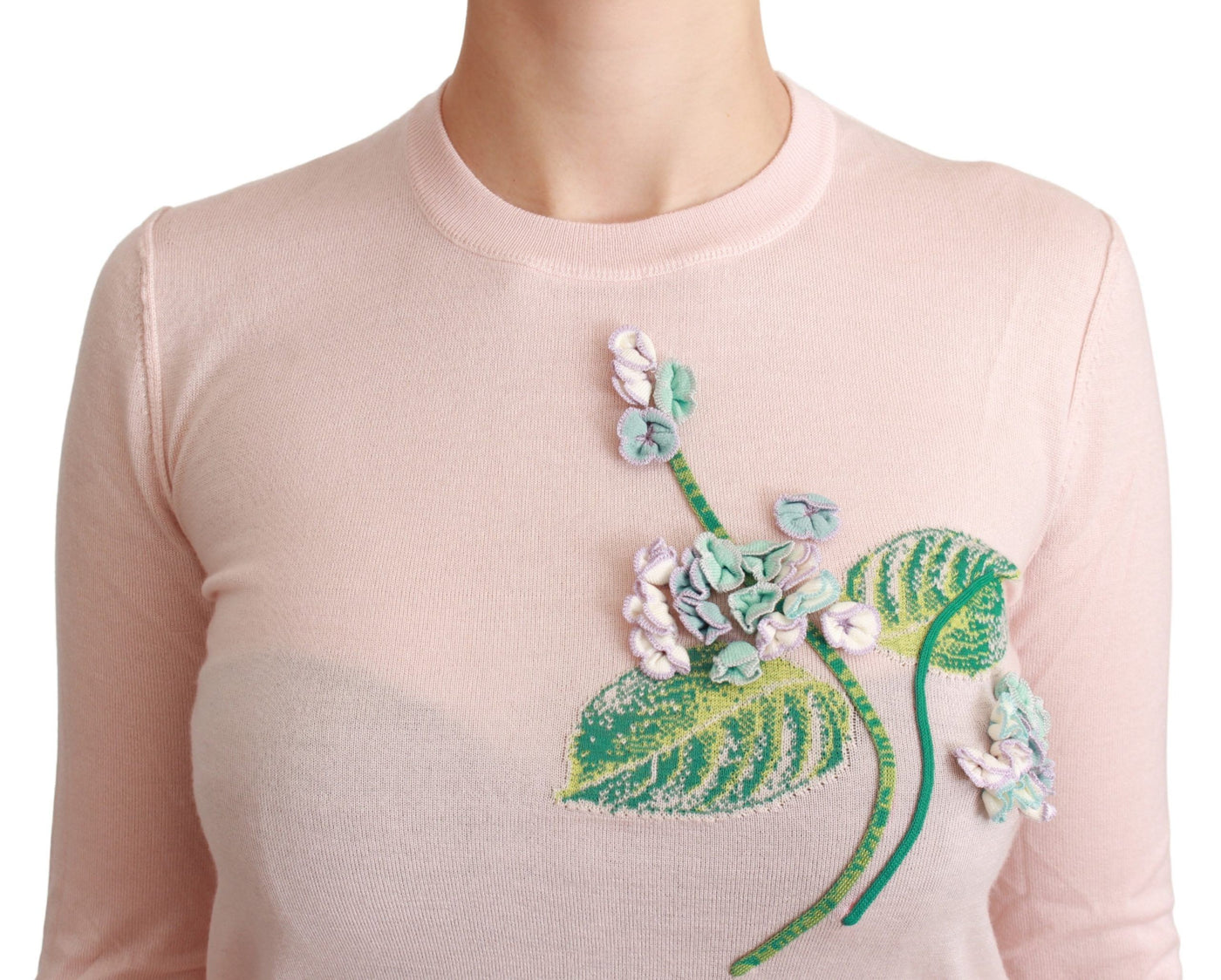 Floral bestickter Pullover aus einer Seidenmischung