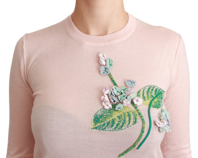 Floral bestickter Pullover aus einer Seidenmischung