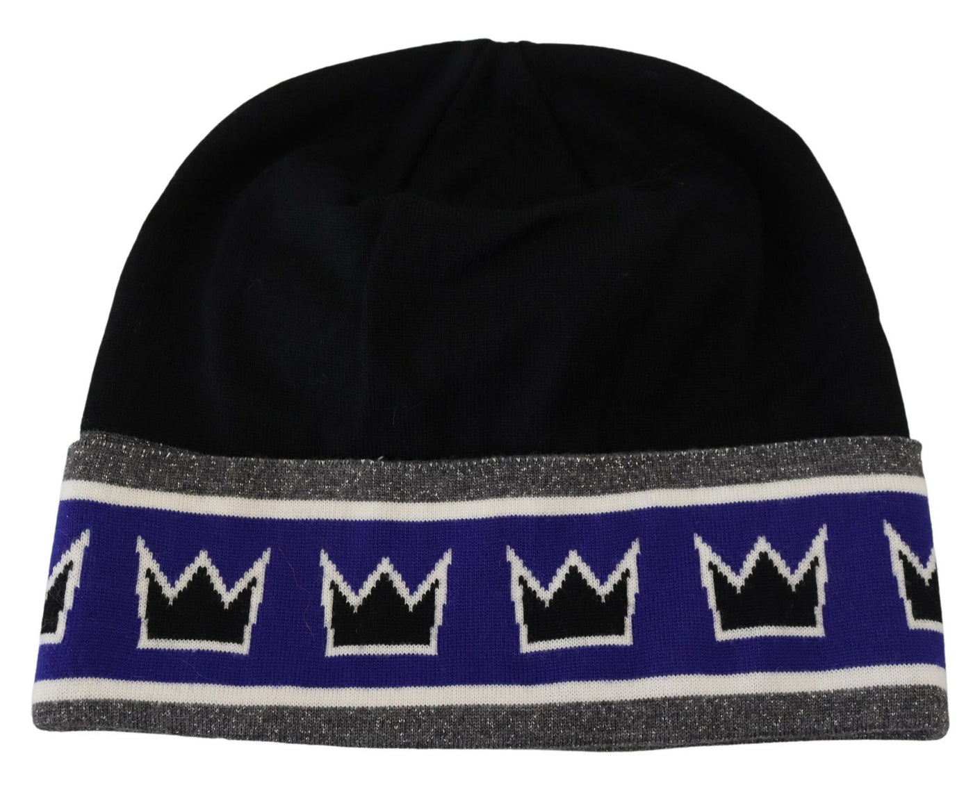 Mehrfarbige Beanie aus Wollmischung mit Queen-Logo