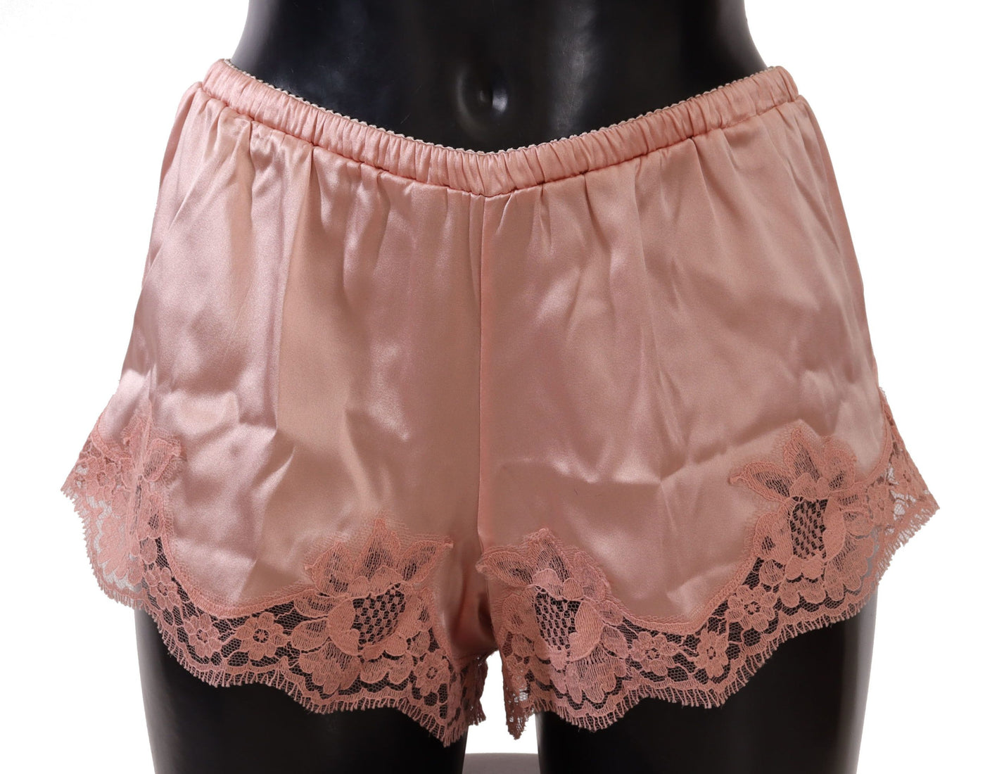 Elegante puderrosa Seidenspitzen-Dessous-Shorts