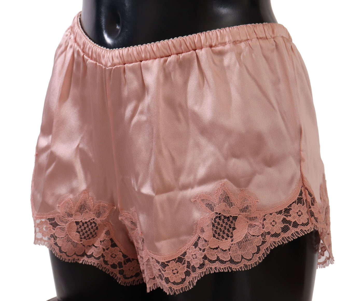 Elegante puderrosa Seidenspitzen-Dessous-Shorts