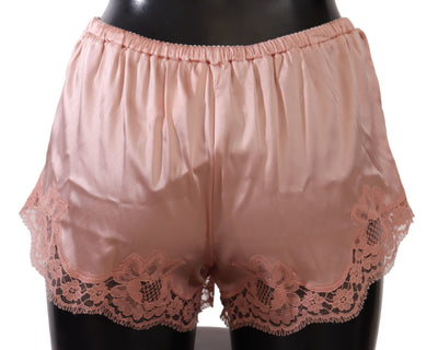 Elegante puderrosa Seidenspitzen-Dessous-Shorts