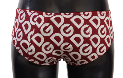 Schicke Maroon White Logo-Badehose