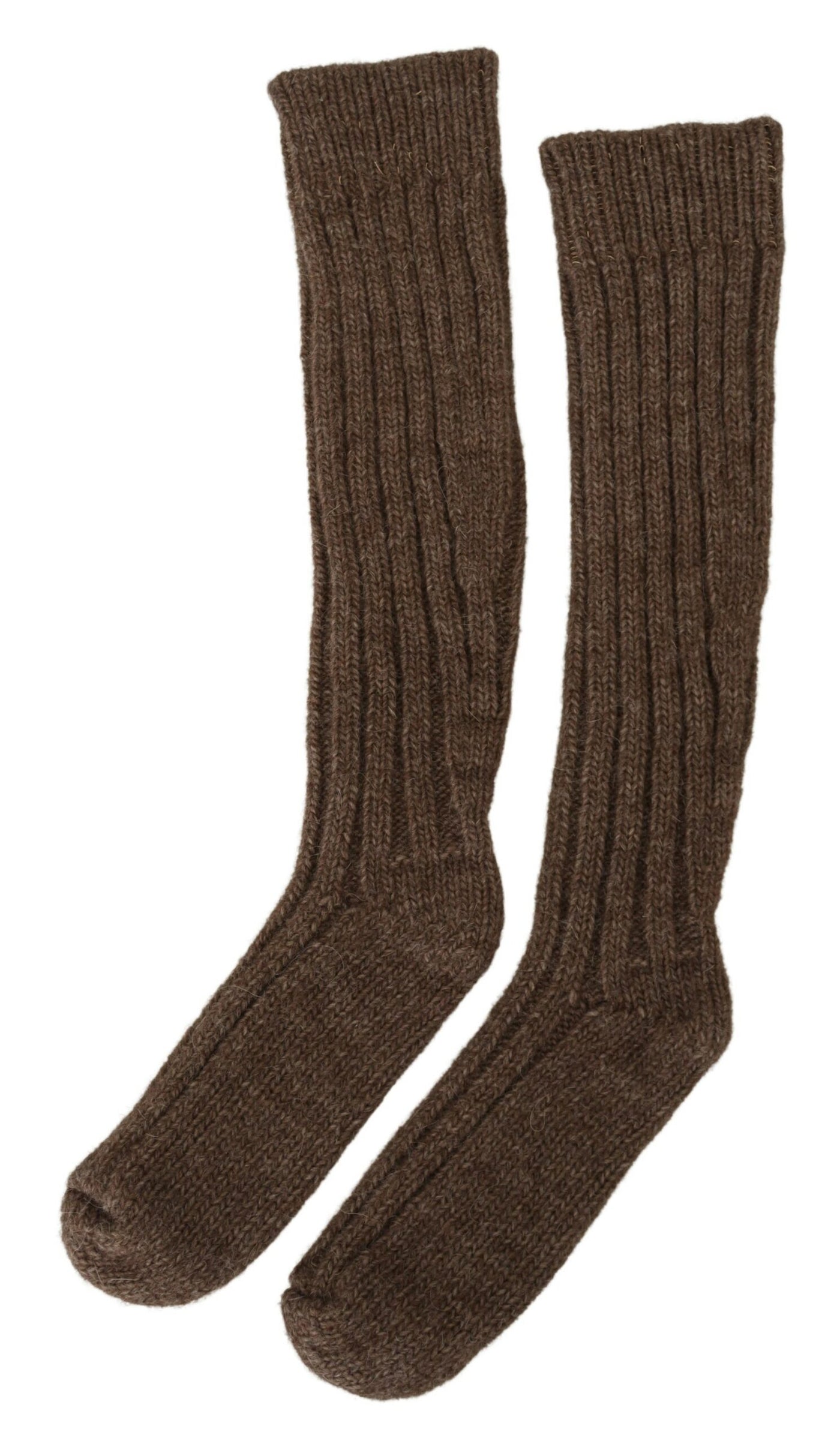 Schicke braune Wollmischung Over-Calf-Socken