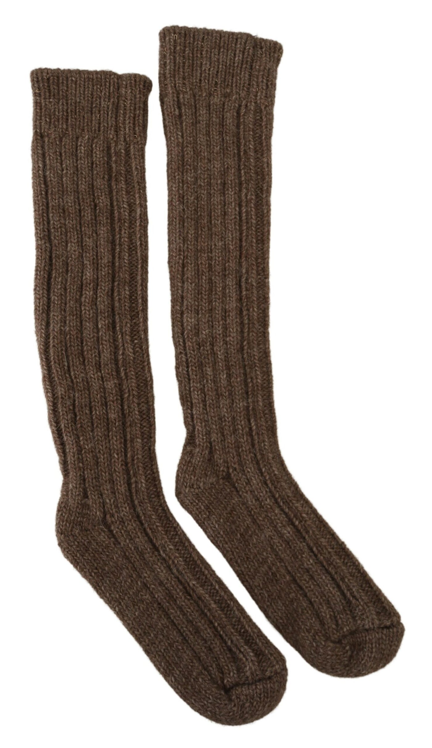 Schicke braune Wollmischung Over-Calf-Socken