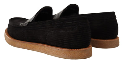 Elegante schwarze Loafers aus Alligatorleder