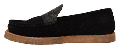 Elegante schwarze Loafers aus Alligatorleder