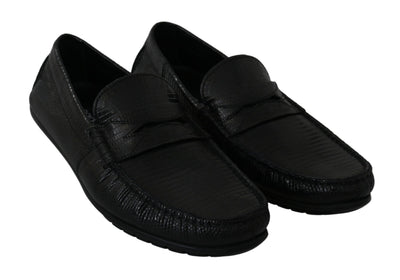 Exquisite Loafers aus schwarzem Eidechsenleder