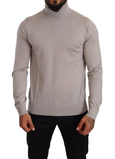 Eleganter hellblauer Kaschmir-Rollkragenpullover