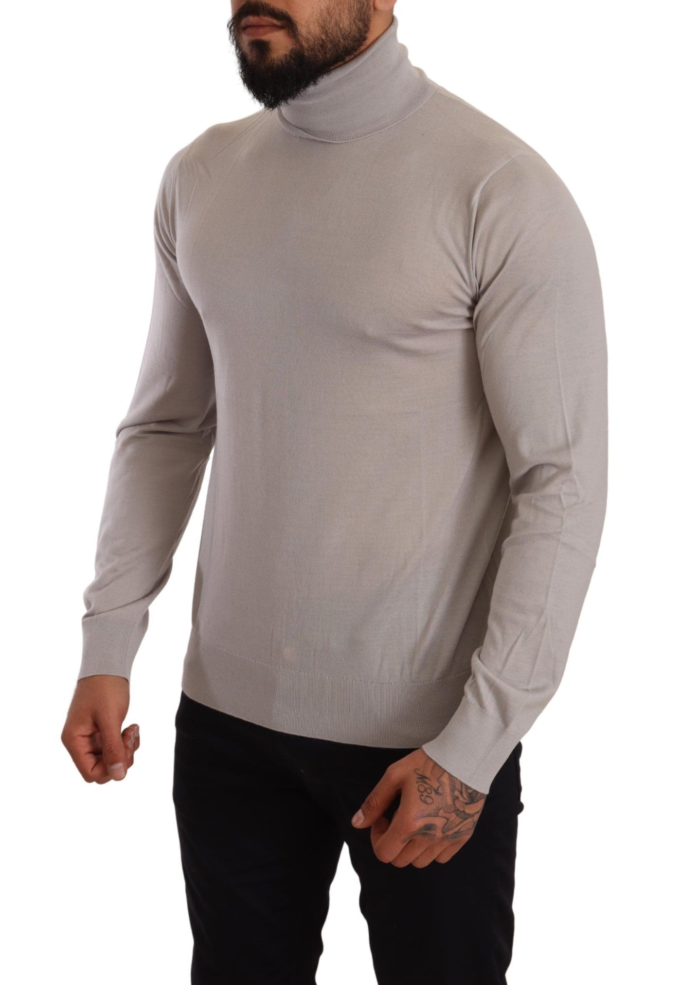 Eleganter hellblauer Kaschmir-Rollkragenpullover