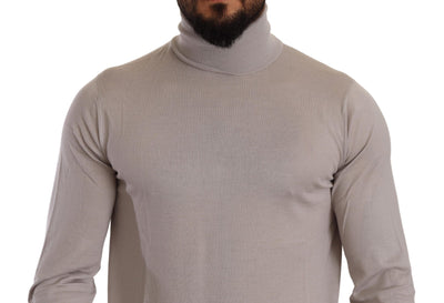 Eleganter hellblauer Kaschmir-Rollkragenpullover