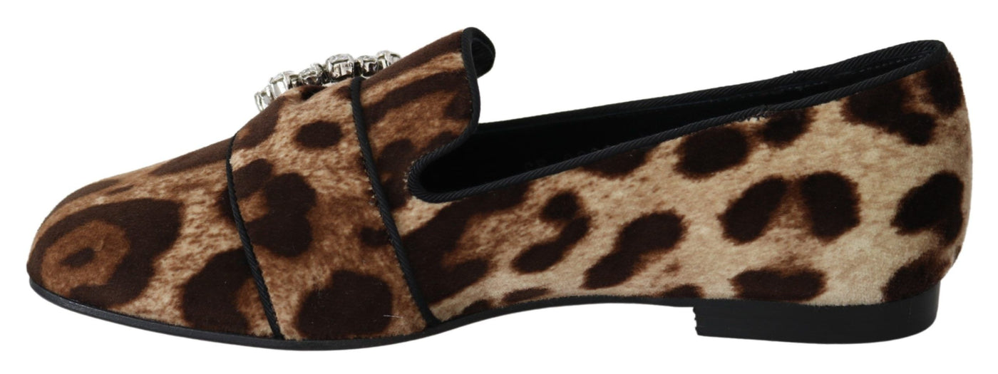 Leopard Print Crystal verschönerte Loafers