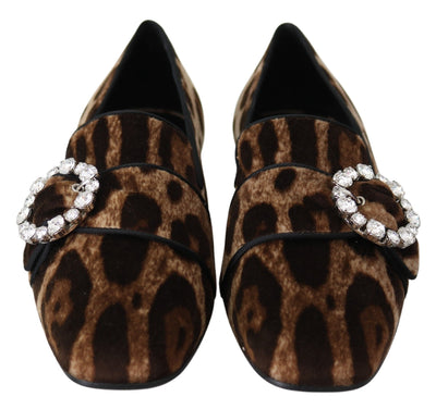 Leopard Print Crystal verschönerte Loafers