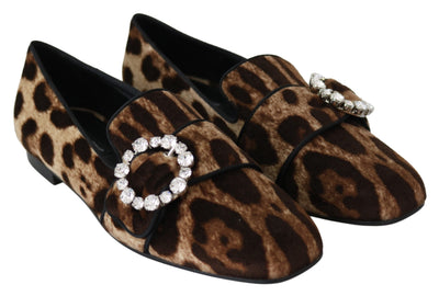 Leopard Print Crystal verschönerte Loafers