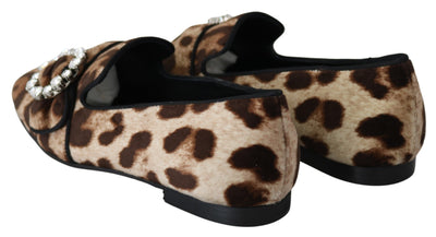 Leopard Print Crystal verschönerte Loafers