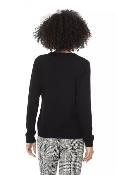 Schicker Pullover aus Wollgemisch mit Monogramm-Rundhalsausschnitt