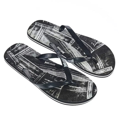 Glatte schwarze Logo-Flip-Flops für Männer