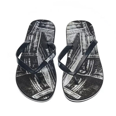 Glatte schwarze Logo-Flip-Flops für Männer