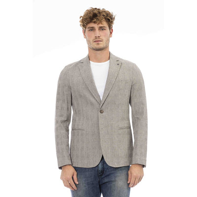 Blazer aus beiger Baumwolle