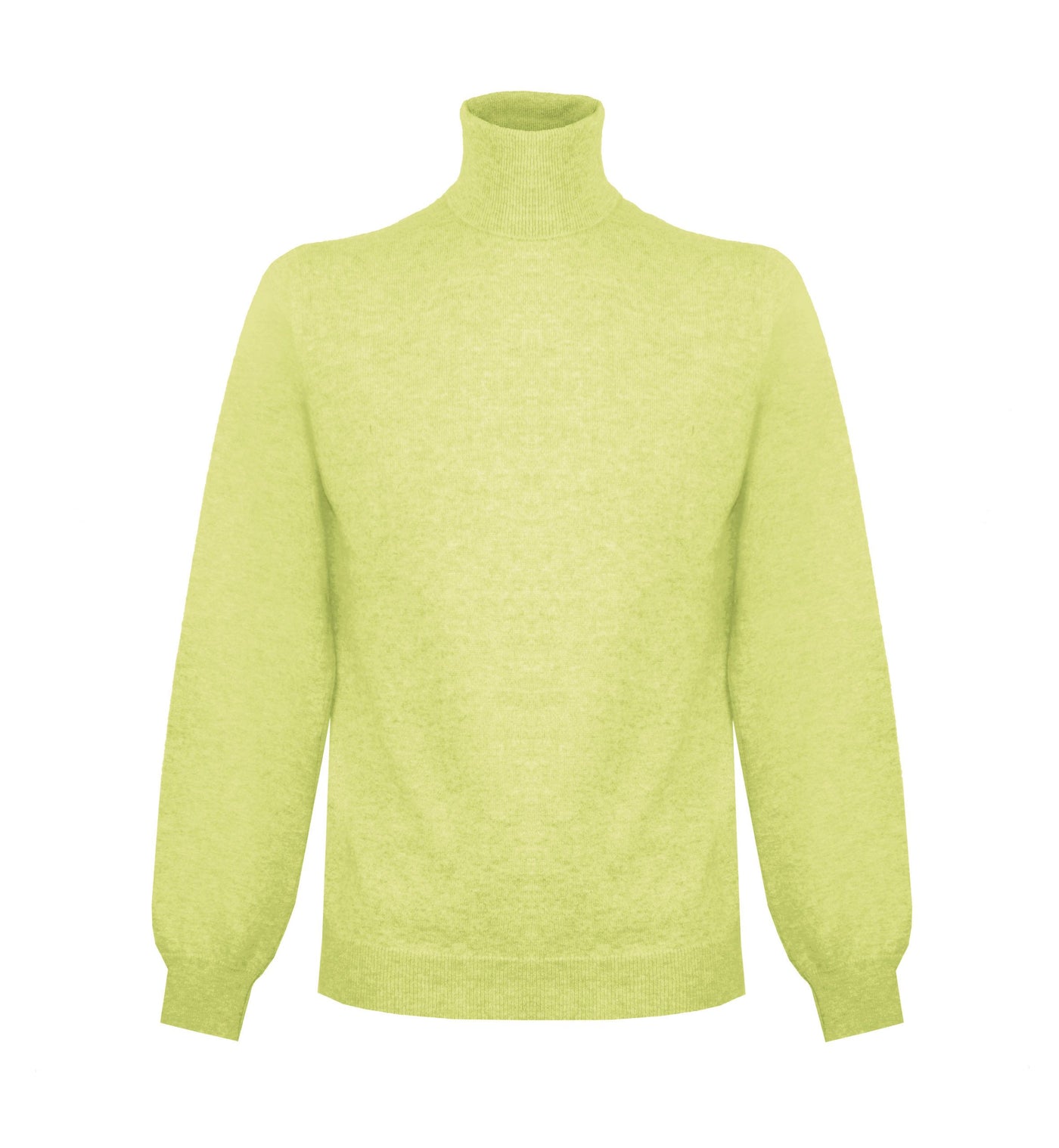 Eleganter gelber Kaschmirpullover mit hohem Halsausschnitt