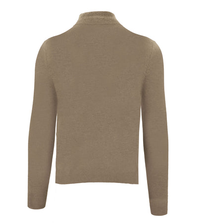 Beigefarbener Kaschmirpullover mit hohem Halsausschnitt - Pure Luxury