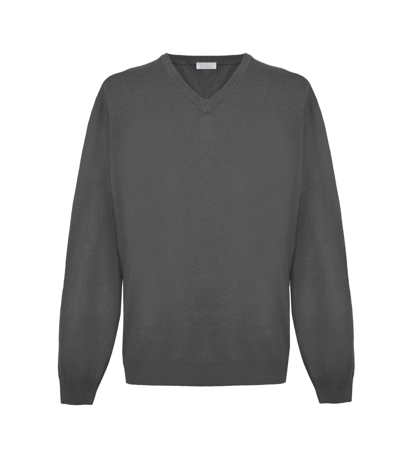 Eleganter Kaschmirpullover mit V-Ausschnitt in Magnetgrau